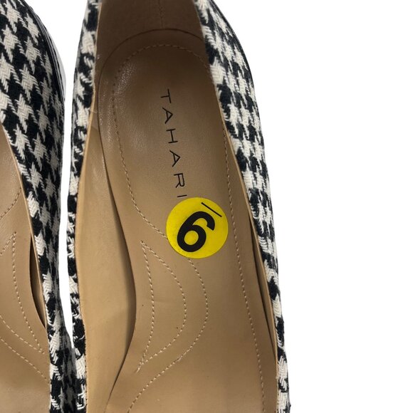 Tahari Women's Houndstooth High Heel Pumps Size 9 Block Heel Rockabilly - Picture 3 of 6